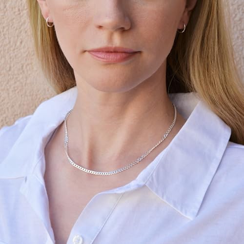 Hadoken 925 Sterling Silver Clasp 3/5/6MM Cuban Link Chain Necklace for Men Women Diamond Cut 16/18/20/22/24/26/28/30 Inches4