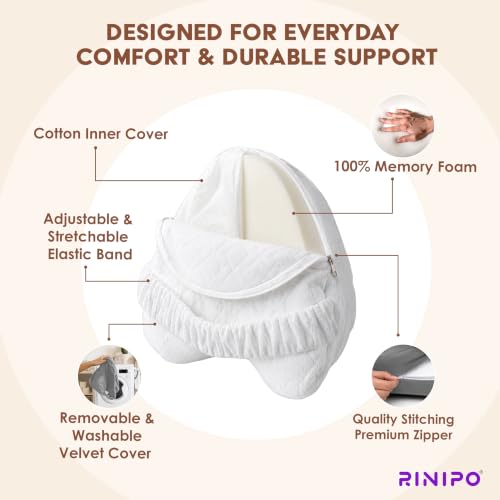 Image of Orthopedic Knee Pillow for Side Sleeping White - (2 Year Warranty) Adjustable Strap, Memory Foam Washable Zip Cover, Sciatica Pain Relief, Hip, Back & Knee Support, Knock Knee Pillow Support