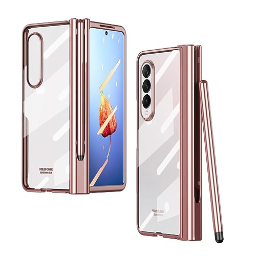 Coque Samsung Galaxy Z Fold 4 robuste antichoc rose rigide avec porte-stylo et béquille