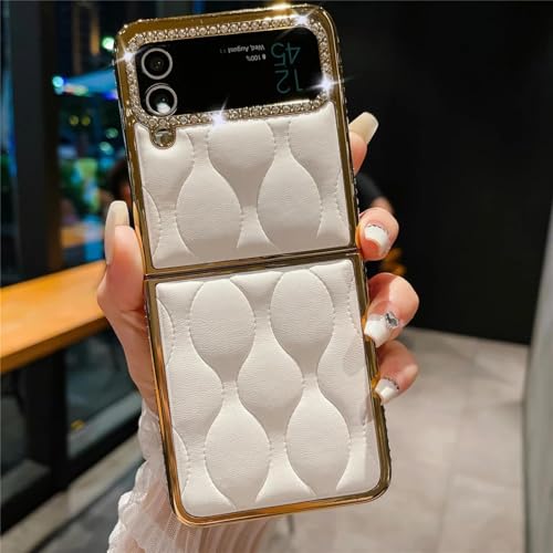Coque Galaxy Z Flip 5 cuir souple anti-choc et rayures plaquée Or