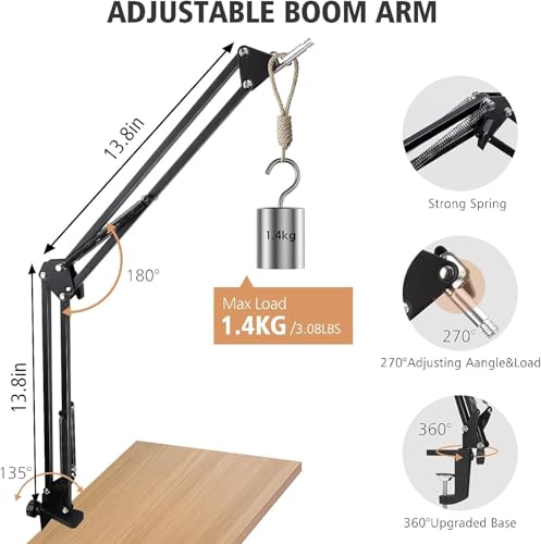 Image of DEVICE OF URBAN INFOTECH Combo of BM800 Condenser Microphone Boom Arm Stand Studio Recording Mike for Podcasting Dubbing Streaming Mic for Singing BM800 Microphone with Mic Stand (Blue)