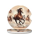 Taille du produit : ce dessous de verre en céramique cheval cabré a un diamètre de 6,5 cm et s'adapte à la plupart des porte-gobelets de voiture standard sans être trop serré ou trop lâche. Il s'adapte parfaitement sans glisser, aidant à maintenir les boissons en toute sécurité et à protéger le porte-gobelet contre les déversements et les rayures.