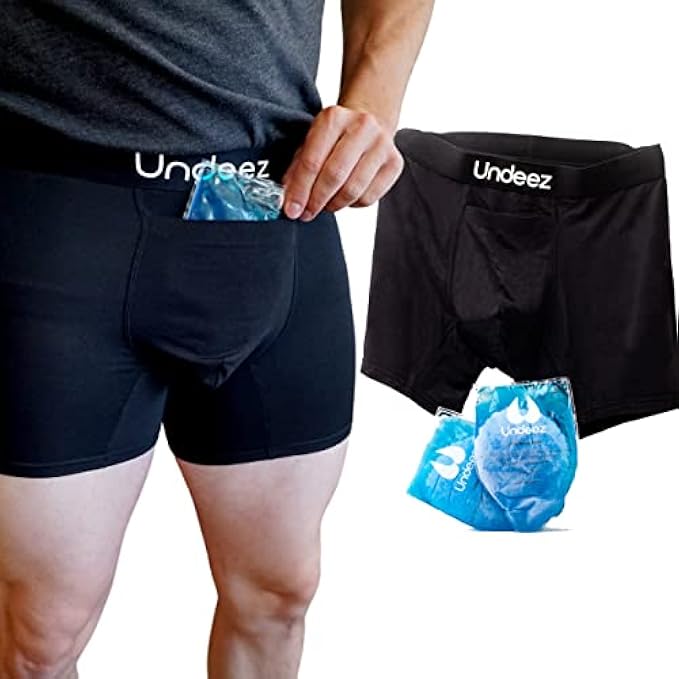 Undeez Vasectomy Underwear - Comes With 2-Custom Fit Ice Packs and Snug Boxer Briefs For Testicular Support and Pain Relief