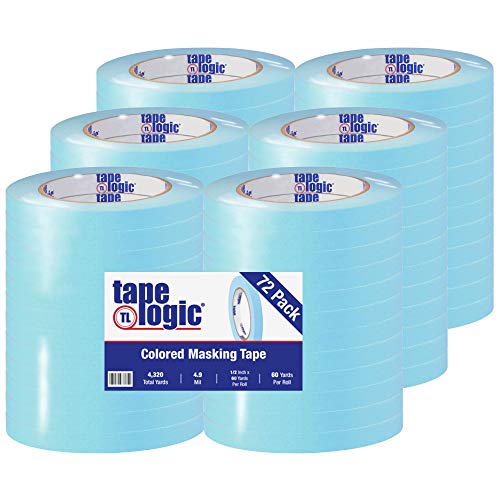 Image of Tape Logic (72 Pack General Purpose Colored Masking Tape, 1 /2 Inch x 60 Yards, Light Blue, for Home, Office, Arts, Crafts, DIY, Labeling and Coding