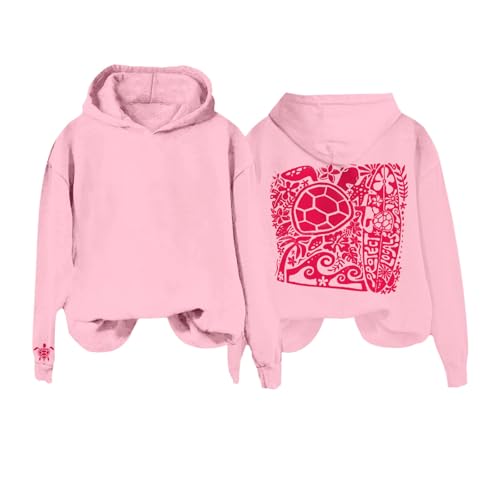 Genérico Camisetas Moradas Mujer Graphic Hoodie For Teen Girl Women Long Sleeve Oversized Cute Sweatshirt Hooded Sweater Top Sudaderas NavideñAs Familiares (Pink, XXXXXL)