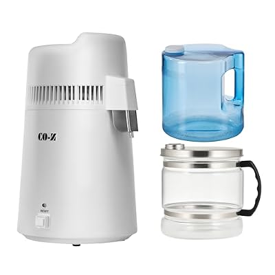 CO-Z 6L Water Distiller Larger 1.6 Gal Countertop Home Distillers Pure Water Machine with Plactic and Glass Pot Set for Home Table Desktop Water Purifier to Make Clean Water