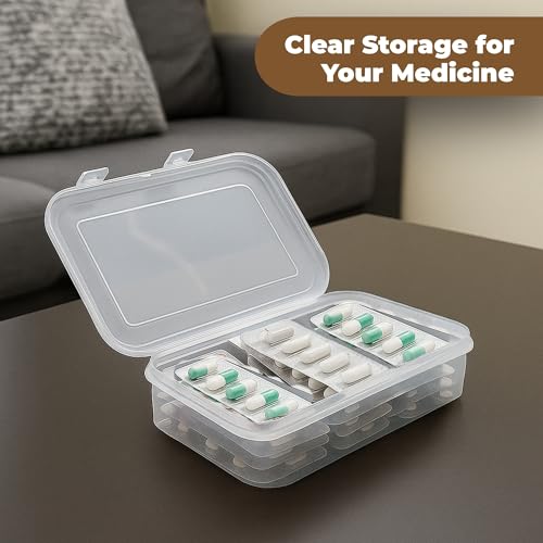 Image of Plastic Small Storage Boxes with Lock Lids | Jewellery & Beads Organizer Case | 230 ml Capacity | 11x7x3 cm Clear Containers | Set of 12