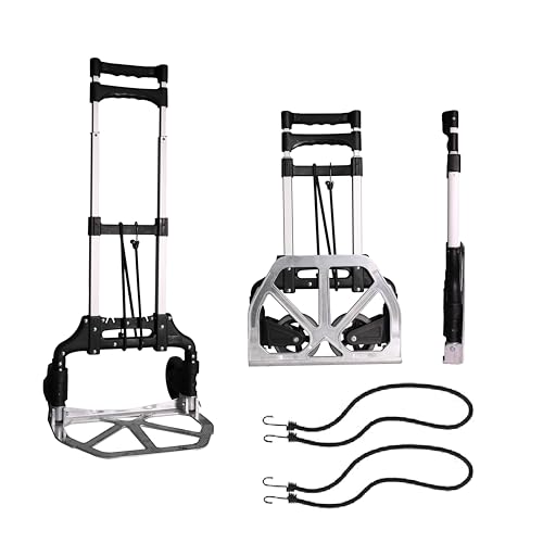 SCHULZ TECH Sackkarre klappbar aus Aluminium - Transportwagen für Pakete, Getränkekisten, Einkauf und Umzug - Leichtgängige Räder mit Soft-Laufflächen - höhenverstellbar - inkl. 2 Expanderseilen