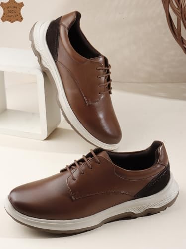 Image of Carlton London Men's Lace-Up Leather Casual Shoe with Lightweight Comfort Sole