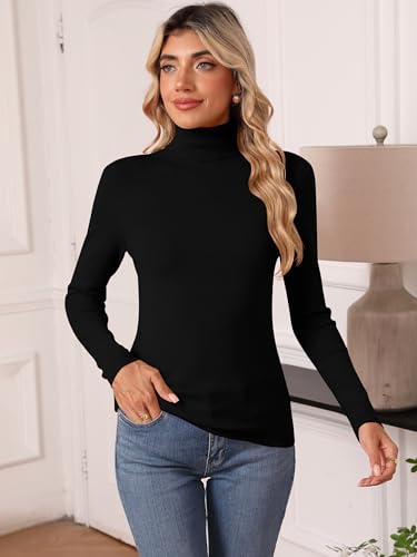 Women's Turtleneck Long Sleeve Shirts Fall Fashion Basic Thermal Underwear Tops Winter Clothes 20253