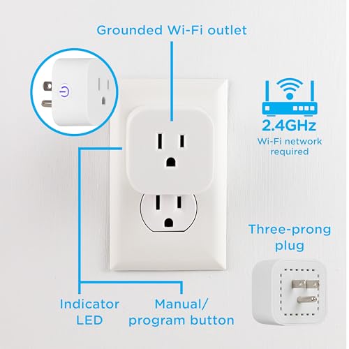 Image of Enbrighten Matter Indoor Smart Plug, 1 Grounded Outlet, White, 4 Pack | Matter Compatible, Indoor Use, No Hub Required, Works with Alexa & Google Home