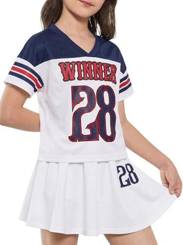 Image of PureChapter Tween Girls 2 Piece Outfits Short Sleeve Tops and Pleated Skirt Set, Cute Pleated Skirt for Girls Size 7-14