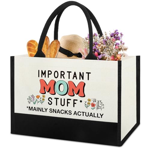 Image of Gifts for Mom from Daughter Son, New Step Bonus Mom Birthday Cool Gifts for Mama Mammy, Mother Shopping Canvas Tote Bag