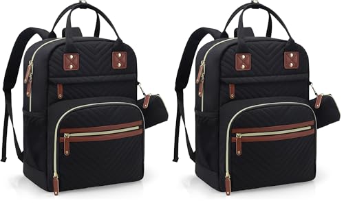 Image of Tuwubi Diaper Bag Backpack, Baby Essentials Travel Tote Bag, Multi function Waterproof Backpacks, Travel Essentials with Stroller Straps & Pacifier Case - Black (Pack of 2)