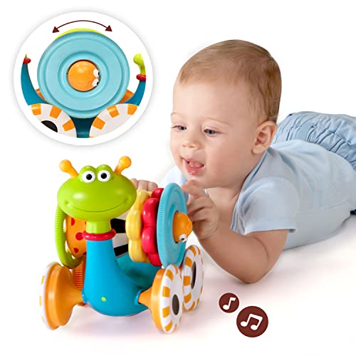 Image of Yookidoo Musical Crawl 'N' Go Snail Toy with Stacker - Promotes Baby's Crawling and Walking. Rolls and Spins Its Shell As It Moves.