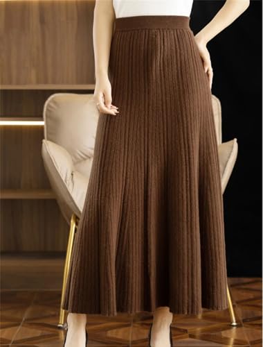 Women's Wool Skirt Long Pleated Skirt Autumn Winter Knitted Merino Wool Style Skirt4