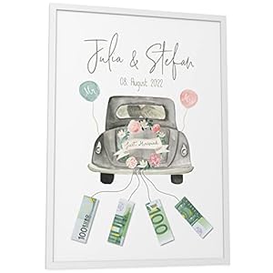 Papierschmiede® Personalisiertes Geldgeschenk Hochzeit mit Namen, Hochzeitsgeschenke für Brautpaar | DIN A3 (30×42 cm…