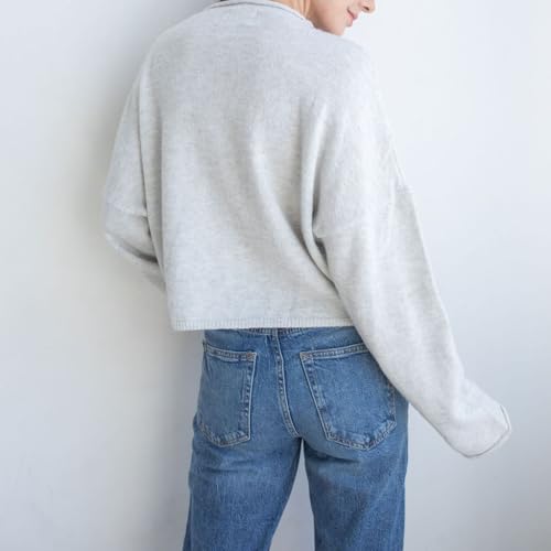 Women Lightweight Cardigan Sweater Button Down Long Sleeve Crewneck Crop Knit Cardigans Casual Basic Knitwear3