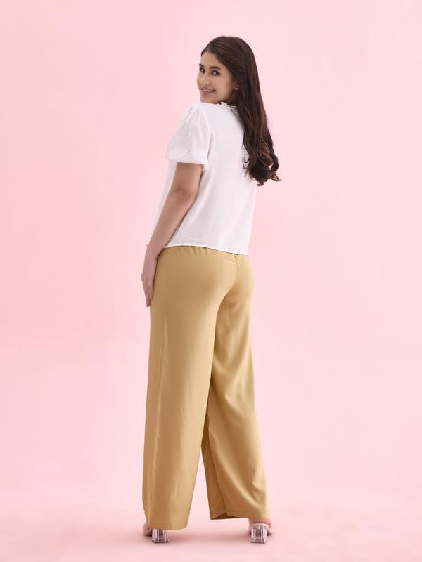 Image of GO COLORS Soft Viscose Basic Palazzo Full Length for Women| Breathable, Mid Rise, Relaxed Fit