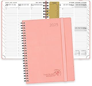 POPRUN 2023 Diary Week to View 26.5 x 21.5 cm - Vertical Weekly Planner with Appointments, Monthly Tabs, Vegan Leather Soft Cover, FSC® Certified 100 GSM Ivory Paper, Inner Pocket - Black