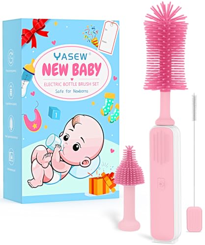 Image of Electric Bottle Brush Cleaner, Baby Bottle Brush Set, 360° Efficient Cleaning, Long-Lasting 2000 mah Battery and Exquisite Package, Suitable for 4oz-11oz Wide Bottles, Newborn Essentials Gift Set