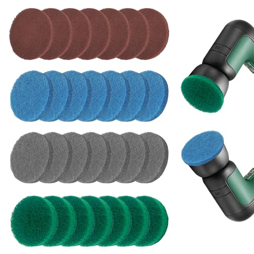 TRUEIN 28 Piezas Accesorios para Cepillo de Limpieza Bosch, 4 Tipos Almohadilla de Cepillo de Limpieza Compatible con Bosch Home/Garden 6033 Cepillo de Limpieza para Paredes Baño Cocina