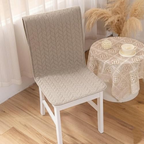 Image of HOMETHREADS Non-Slip Chair Cover-Universal Fit for Kitchen & Dining Chairs-Cushioned Comfort - Stylish Machine Washable Seat Cover-145x45 (Beige, Pack of 2)