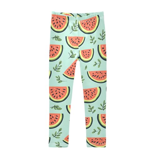 Watermelon Leaves Girls Leggings Soft Stretch Workout Yoga Dance Pants for Kids Casual Tights