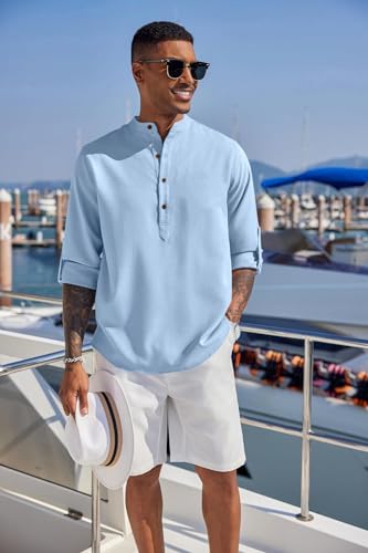 Image of Zombom Men's Kurta || Chinese Collar Long Sleeves || Straight Hip Length Kurtas || Short Kurta for Men || for Festival || Function || Occasion Wear Fancy Kurta for || Best Gifts for Men
