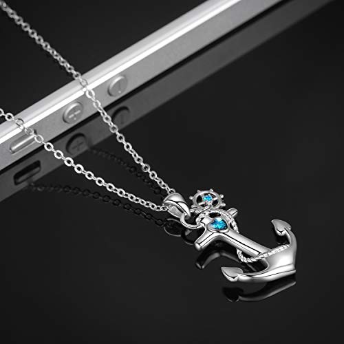 Cuoka Sterling Silver Anchor Pendant Necklace - Sailor Nautical Jewelry for Women2