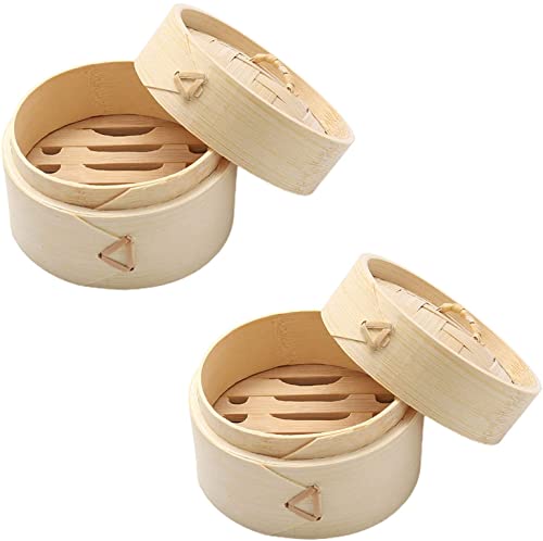 Prtecy 2 Set Natural Bamboo Steamer Bar Holder Bamboo Shampoo Bar Holder With Lid Handmade Eco-Friendly Soap Candy Case Box For Bathroom Shower Kitchen #TOP1