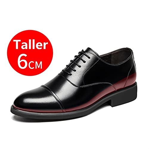 Dress Formal Shoes for Men Lace Up Height Increasing Elevator 2.4 Inches Cap Toe Faux Leather Low Top Slip Resistant Anti-Slip Wedding2
