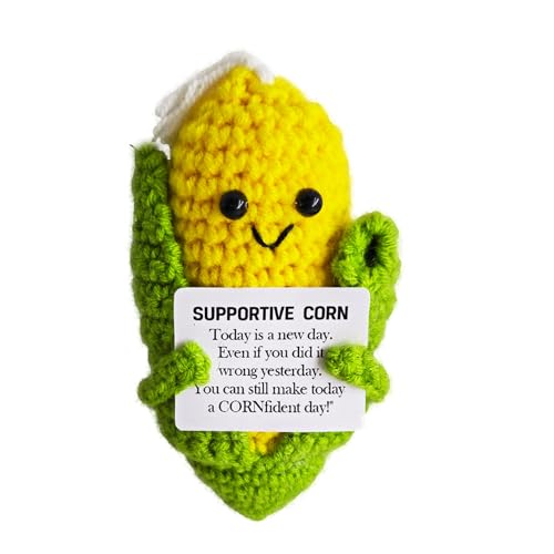 Fouliki Emotional Support Crochet Corn,Lovely Gift for Friends,Mom,Dad,Grandpa,Grandma,Colleagues,Home Office Decoration