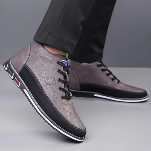 Image of Men's Casual Dress Boots Motorcycle Boots Plus Size Ankle Boots Lace Up Fashion Leather Boots Business Wedding Party Shoes