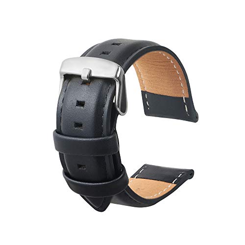 Bracelet De Montre Hommes Et Femmes La Mode Remplacement en Cuir De Veau Authentique Adapté pour Montre Traditionnelle Accessoires Noir18MM