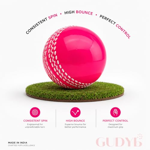 Image of T-20 Synthetic Cricket Ball Match Practice Training | Practice Cricket Ball | Wind Balls | Swing Ball | Indoor & Outdoor Street & Beach Cricket (Pink, Pack of 1)