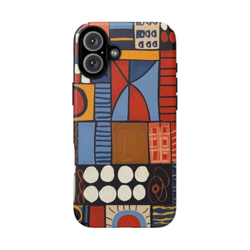 Coque bleu géométrique mate iPhone 16 Plus pour vos déplacements