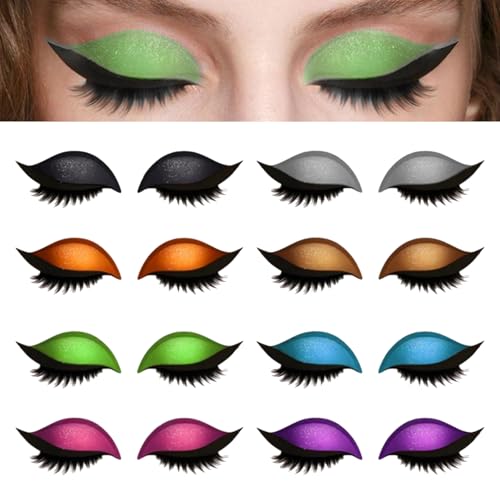 Lazy Eye shadow Eyelash Patch 8 Pairs Reusable Eye Wigs Lashes with Eye Shadow 2-in-1 Reusable Eye Shadow Lash Stickers for All Eye Shapes