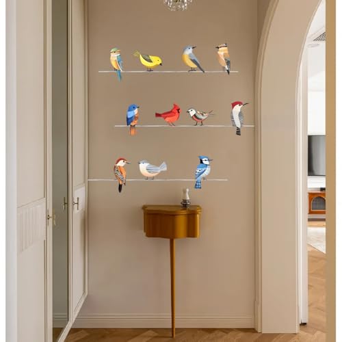 Vinilo decorativo pájaros acuarela 90 x 30 cm miniatura 4