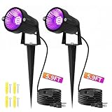 15W Black Light Halloween Spotlight, IP66 Waterproof Outdoor LED Blacklight Landscape Lighting with 5.9FT Power Cord+US Plug, for Dance Party, Stage Lighting, Body Paint, Neon Glow, Yard, Lawn, 2 Pack