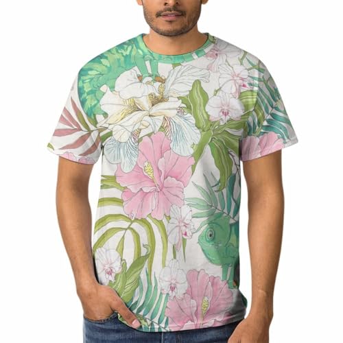 T-shirts à col rond animal vert homme anti-déformation et doux sur la peau