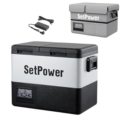 Setpower PT35 Car Refrigerator with Cover,37QT Dual Zone Portable Freezer,12 Volt Refrigerator Electric Cooler for Car Camping, RV,Truck,Vehicles,Travel and Home Use