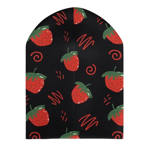 Cute Strawberry Kids Beanie Hat for for Girls Boys Children Cap Winter Knitted Chemo Cancer Headwear Accessories Gifts Decoration3