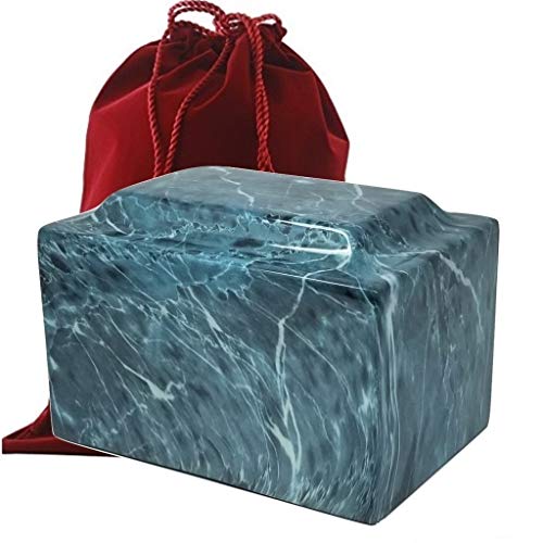 Exquisiteurns Fiber Glass Cube Urn - Marble Finish Adult Urn - Cremation Urn