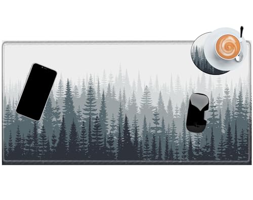Image of Misty Forest Mouse Pad 24x12 Desk Mat for Desktop Gaming Mousepad Long Desk Pad Stitched Edges XL Computer Mat Large Mouse Pads for Wireless Mouse Office