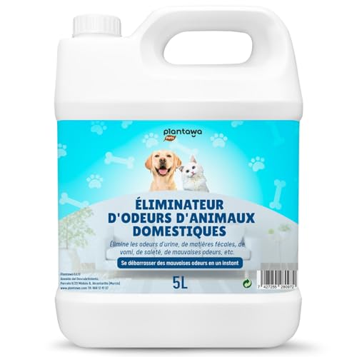 PLANTAWA Éliminateur instantané d'odeurs d'animaux domestiques 5l. Neutraliseur Enzymatique Odeurs Urine Fèces Vomissements. Intérieur et extérieur, Patio...