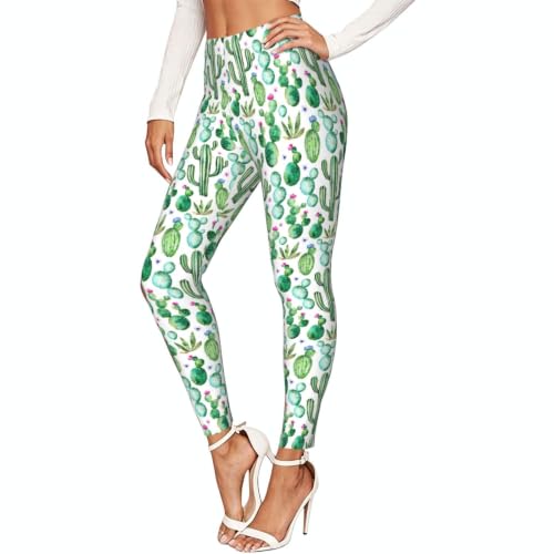 Leggings elásticos de cactus para mujer mallas transpirables de yoga con soporte de cintura alta