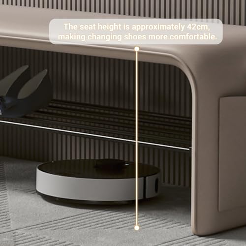 Banco zapatero de cuero genuino y metal de lujo para una entrada elegante y sofisticada 7