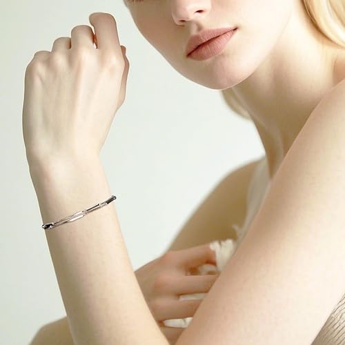 925 Sterling Silver Bracelet for Women Charm Link Chain Adjustabl Mother's Day Gift Anniversary Birthday Jewelry for Wife Girlfriend Her4