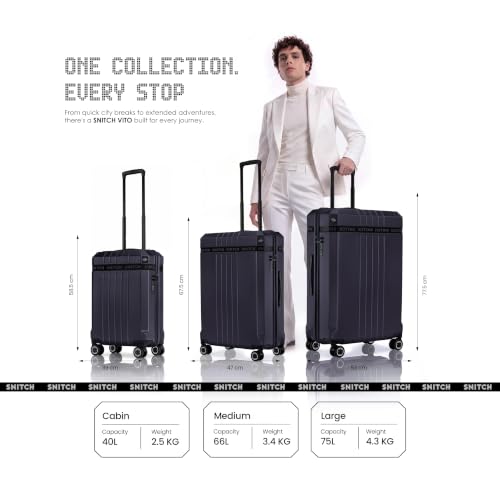Image of SNITCH VITTO 3-Piece Set Blue Polycarbonate Hard Travel Suitcase - Suitcase for Travel Set of 3 & Luggage with 8 Wheels, Premium Lock, Wet Pouch & Free Shoe Bag